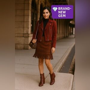 Scully Genuine Suede Brown Midi Skirt